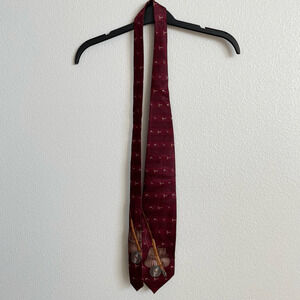 Cabela's Maroon 100% Silk Fishing Themed Neck Tie
